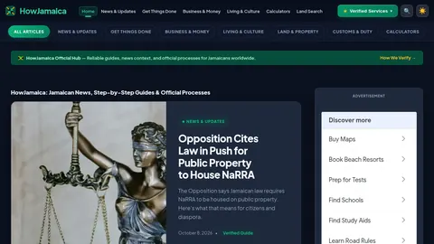 Screenshot of the HowJamaica homepage