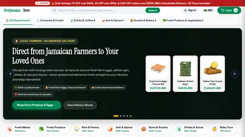 Screenshot of the HowJamaica Store homepage